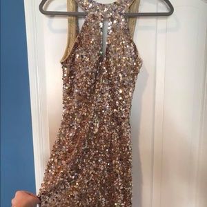 Gold Sequin MacDuggal Dress